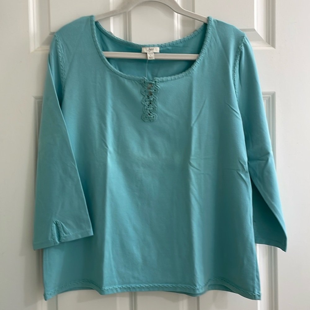JJill light teal cotton top